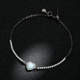 Cumpara ieftin Bratara Din Argint 925 --Model Inima - Opal Argint Minimalista Placat cu Rodiu, Argintboutique