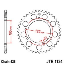 Pinion spate 50 dinti pas lant 428 &ndash; Derbi Senda - Senda R- SM - Malaguti X3M - Rieju SMX - Peugeot XPS - Yamaha XT 125 X-R 125cc