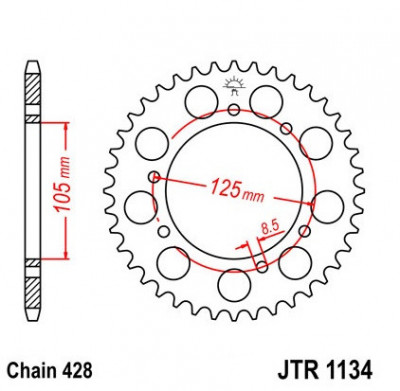 Pinion spate 54 dinti pas lant 428 &amp;ndash; Derbi Senda - Senda R- SM - Malaguti X3M - Rieju SMX - Peugeot XPS - Yamaha XT 125 X-R 125cc foto