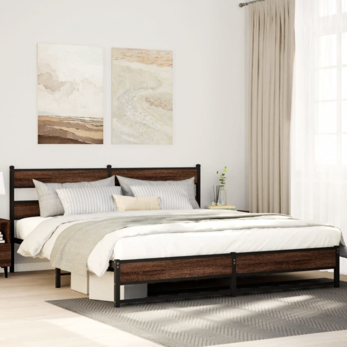 vidaXL Cadru pat metalic fără saltea, stejar maro, 180x200 cm 3308512
