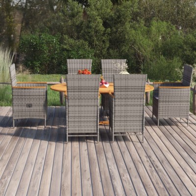 vidaXL Set de masă pentru grădină, 7 piese, gri, poliratan 3070767 foto