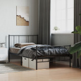 VidaXL Cadru pat metalic cu tăblii de cap/picioare, negru, 90x200 cm