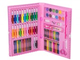 Cumpara ieftin Set de pictura si desen pentru copii WePro Store, 86 piese, carioci, creioane colorate, pasteluri de ulei, acuarele, 3 Ani, Roz