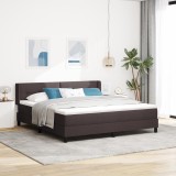 vidaXL Pat cu arcuri Maro &icirc;nchis 180 x 200 cm Țesătură de tapițerie