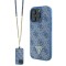Husa iPhone 16 Pro Guess Leather Metal Logo Strass Crossbody, albastru, GUHCP16LP4TDSCPB