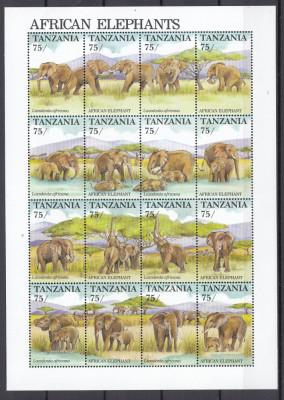 Tanzania 2011 - ELEFANTI - BL XXL - 16 val. diferite - MNH foto