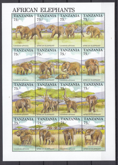 Tanzania 2011 - ELEFANTI - BL XXL - 16 val. diferite - MNH
