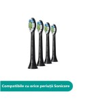 Rezerve periuta de dinti electrica Philips Sonicare W Optimal White HX6064/11, 4 buc, standard, Negru