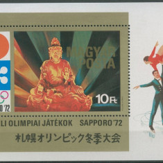 Ungaria, sport, JO Sapporo, patinaj, Buddha, bloc, 1971, MNH