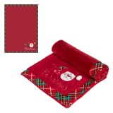 Pătură Decorativă Catifelată, My 1st Christmas, Moș Crăciun, Culoare Roșu, Dimensiune 75x100cm, Poliester, Oem