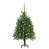 Cumpara ieftin Brad de Craciun pre-iluminat cu set globuri, verde, 120 cm