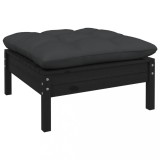 vidaXL Taburet Gradina cu Perna Antracit, Negru, Lemn Pin, 63.5x63.5x28.5cm, Modular