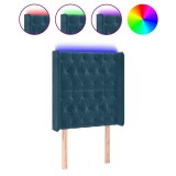 Cumpara ieftin Tablie de pat cu LED, albastru inchis, 83x16x118/128cm, catifea