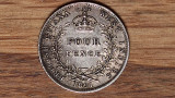 Guyana Britanica &amp; Indiile de vest - raritate coloniala - 4 pence 1891 argint