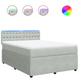 Cumpara ieftin Pat box spring cu saltea, gri deschis, 140x200 cm, catifea