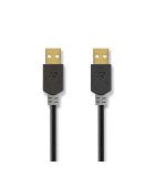 Cablu USB 2.0 A tata - A tata 2m Hi-Speed 480Mbps antracit Nedis