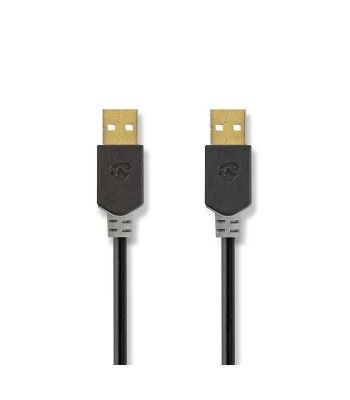 Cablu USB 2.0 A tata - A tata 2m Hi-Speed 480Mbps antracit Nedis foto