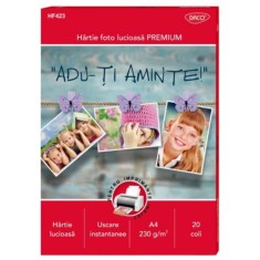 Hartie Foto A4 DACO, 20 Coli/Top, 230 g/m&amp;sup2;, pentru Imprimanta Ink-Jet, Hartie Foto, Hartie Foto A4, Hartie Foto Lucioasa, Hartie Foto Glossy, Hartie F foto