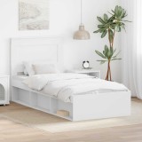 vidaXL Cadru de pat cu headboard Alb 90 x 200 cm Lemn de pin masiv 3410136