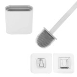 Perie WC din silicon Ruhhy, Suport ventilat, Montaj dublu Perete/Podea, Alb/Gri, 40cm