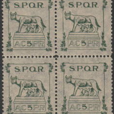 1906 Romania - Asociatiunea Astra Sibiu, bloc de 4 timbre fiscale SPQR