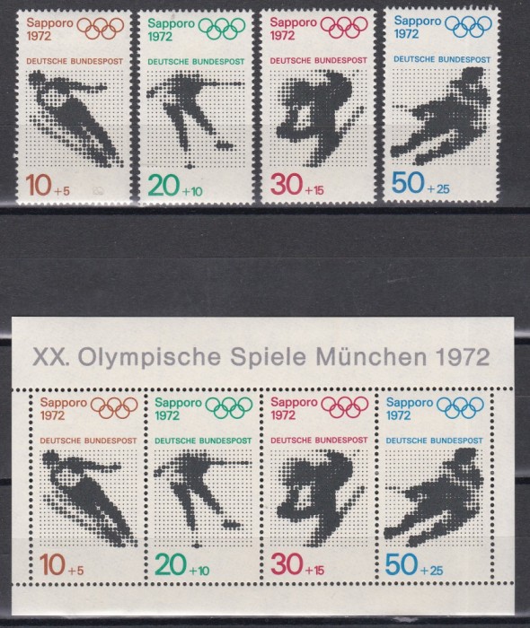 Germania 1971 - Jocurile Olimpice de iarnă - Sapporo, Serie + Colita, MNH