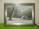Peisaj de iarna - PICTURA in ulei pe panza , semnata , scoala suedeza, Peisaje, Realism