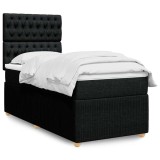 VidaXL Pat box spring cu saltea, negru, 90x190 cm, textil