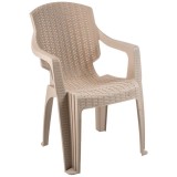 Scaun de gradina, terasa, Infinity, polipropilena, model impletitura ratan, crem