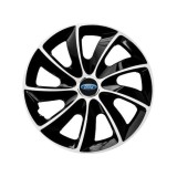 Set 4 Capace Roti potrivite jantelor de 16 inch, pentru Ford, model Stig Extra Black &amp; White