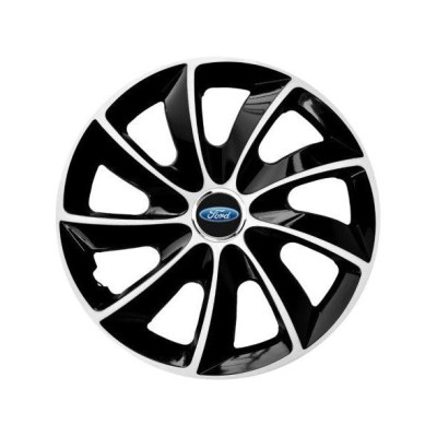 Set 4 Capace Roti potrivite jantelor de 15 inch, pentru Ford, model Stig Extra Black &amp;amp; White foto