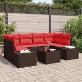 vidaXL Set de canapele pentru grădină cu pernă 7 pcs Maro poliratan 3346964