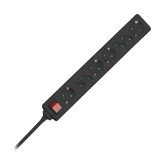Prelungitor V-tac, 8 cai cu intrerupator, 1.5 m, 3G1.5 mm&sup2;, negru, SKU-8773