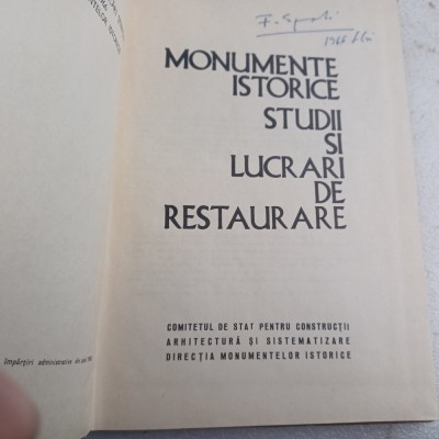 MONUMENTE ISTORICE STUDII LUCRARI DE RESTAURARE-1969 S4. foto