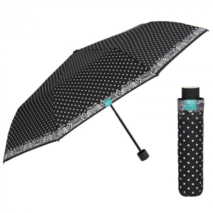 Mini Umbrela ploaie pliabila neagra cu buline