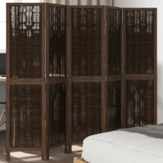 vidaXL Paravan cameră&nbsp;5 panouri, maro &icirc;nchis, lemn masiv paulownia 358661