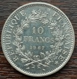 (A367) MONEDA DIN ARGINT FRANTA - 10 FRANCS FRANCI 1967, HERCULES, 25 GRAME, ARGINT 900, Europa