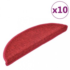 vidaXL Covorașe scări, 10 buc., 56x17x3 cm, semirotunde, bordeaux
