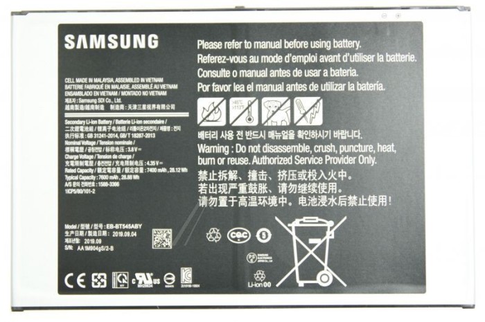 EB-BT545ABY INNER BATTERY PACK-EB-BT545ABY,7400,30 GH43-04969A SAMSUNG