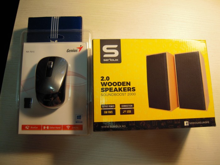 Mouse wireless Genius NX-7015 iron grey si boxe Serioux SoundBoost SRXS-SB2000C, NOI, factura si garantie