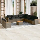 Gossi set canapea de gradina cu perne, 12 piese, gri, poliratan