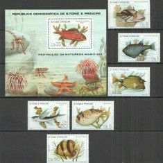 SAO TOME E PRINCIPE 1979-PESTI-VIATA MARINA-Bloc si serie completa de 6 timbre