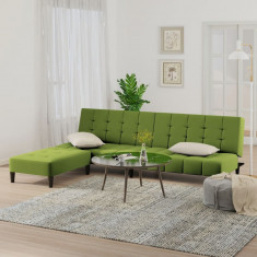 Canapea extensibila cu taburet 2 locuri, verde deschis, catifea GartenMobel Dekor foto