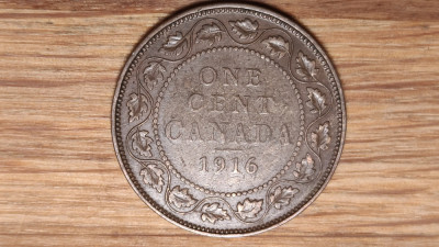 Canada - moneda de colectie istorica - bronz- 1 cent 1916 - George V - superba ! foto