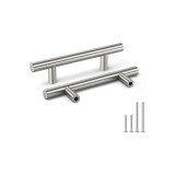 M&acirc;ner LS201BSS T pentru uși de dulap de bucătărie, din oțel inoxidabil gol, m&acirc;ner pentru mobilier și balustradă