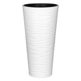 Ghiveci Conici din Plastic Alb cu Dungi Zebra - 85L, CMCLASS