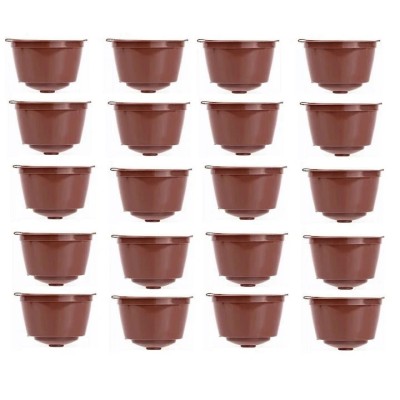 Set 20 capsule reutilizabile cafea compatibile cu Dolce Gusto, Plastic/Silicon, 52 x 35 mm, Maro foto