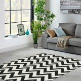 Covor Model Black White 18001-900, Marime 60 x 110 cm, Alb, Negru, Inaltime Fir 8 mm, Antialergic, Polipropilena, Living, Dormitor, Sufragerie, Birou