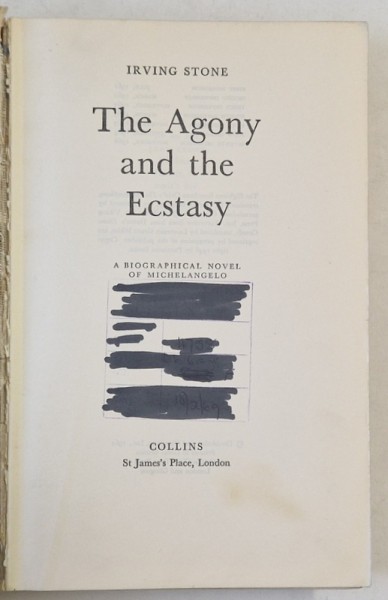 THE AGONY AND THE ECSTASY by IRVING STONE, 1961