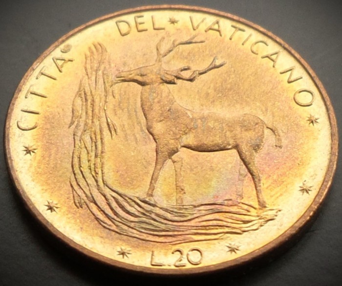 Moneda 20 LIRE - VATICAN, anul 1976 * cod 696 - Papa PAUL VI-lea = UNC